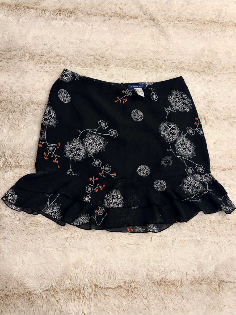 🧚🏼 Vintage 90s Y2K Smart Set Fairycore Floral Ruffle Floaty Mini Skirt Girly